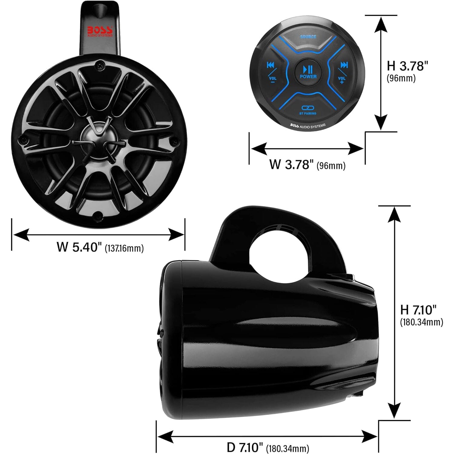 BOSS Audio Systems MG150T.4 Marine ATV UTV Waketower Speakers Gauge Receiver (Built-in 2 CH Amplifier) (Refurbished) Cheap Sale Online Online