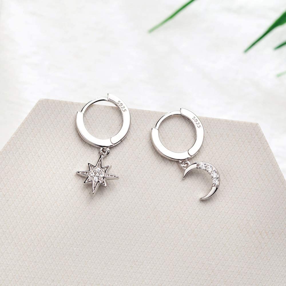 Women's Moon Star Pendant Small Hoop Earrings Discount Visit New