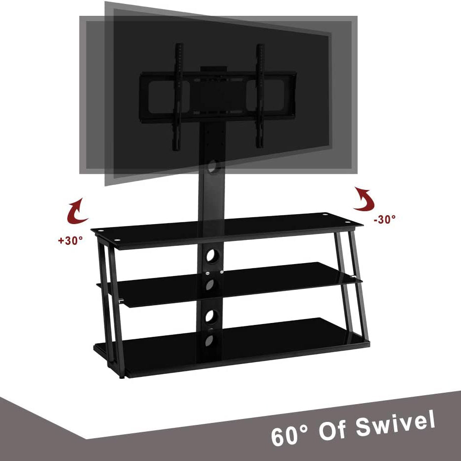 Swivel Floor TV Stand with Angle and Height Adjustable Tempered Glass TV Stand Best Store To Get Cheap Online