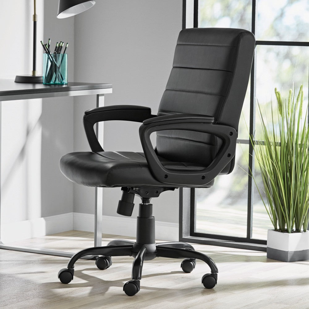 Mainstays Bonded Leather Mid-Back Manager's Office Chair Get To Buy For Sale