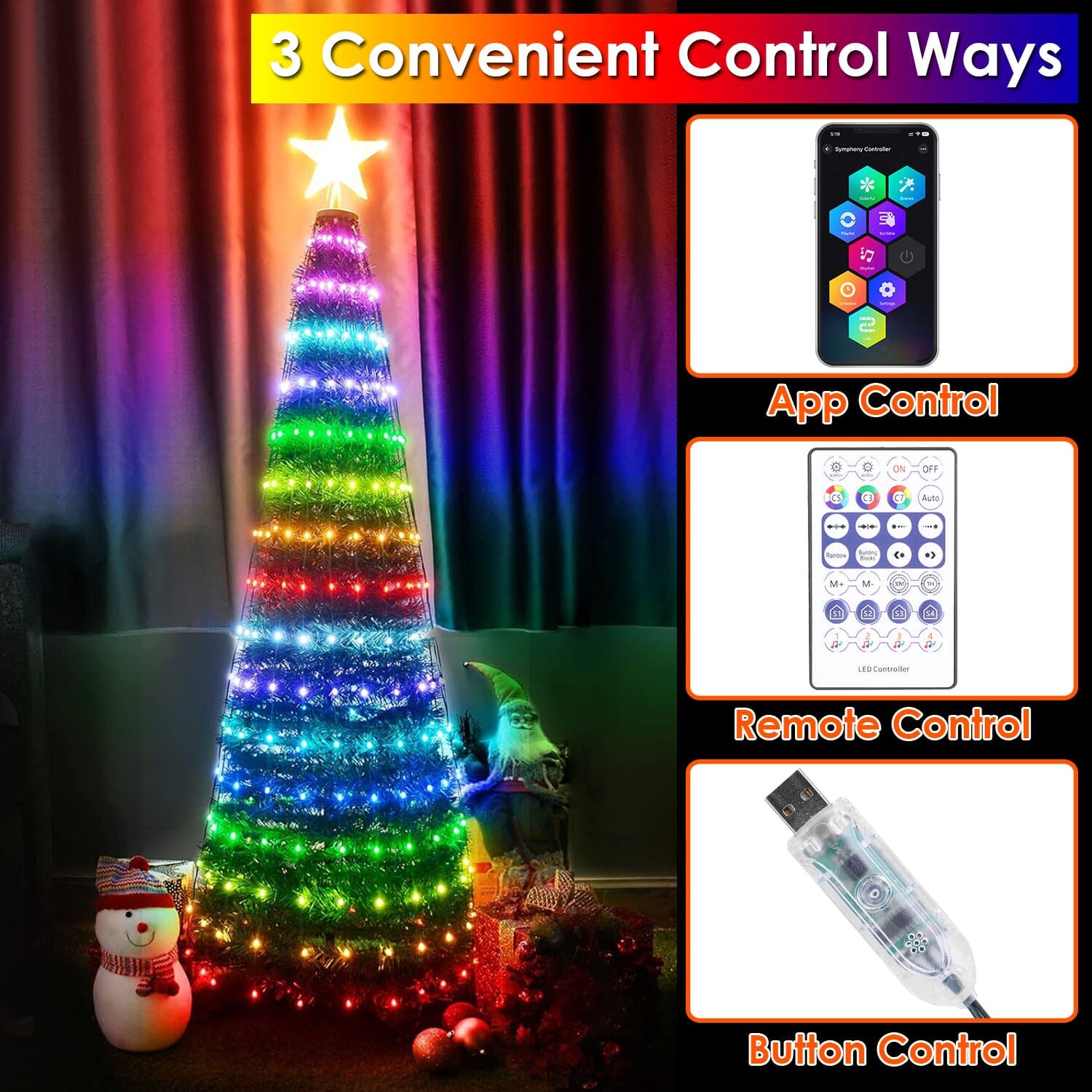 LED Lights Collapsible Christmas Tree Light with Remote App Control High Quality Cheap Pice