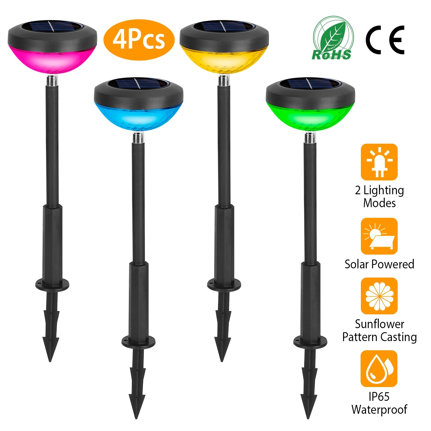 4-Pack: Solar Pathway Color Changing Garden Light Pay With Visa Cheap Pice