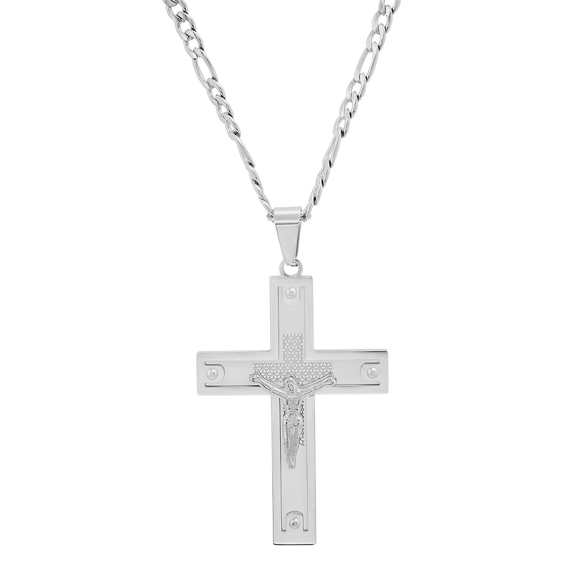 Men's Stainless Steel Crucifix Pendant with Studs Cheap Sale Excellent