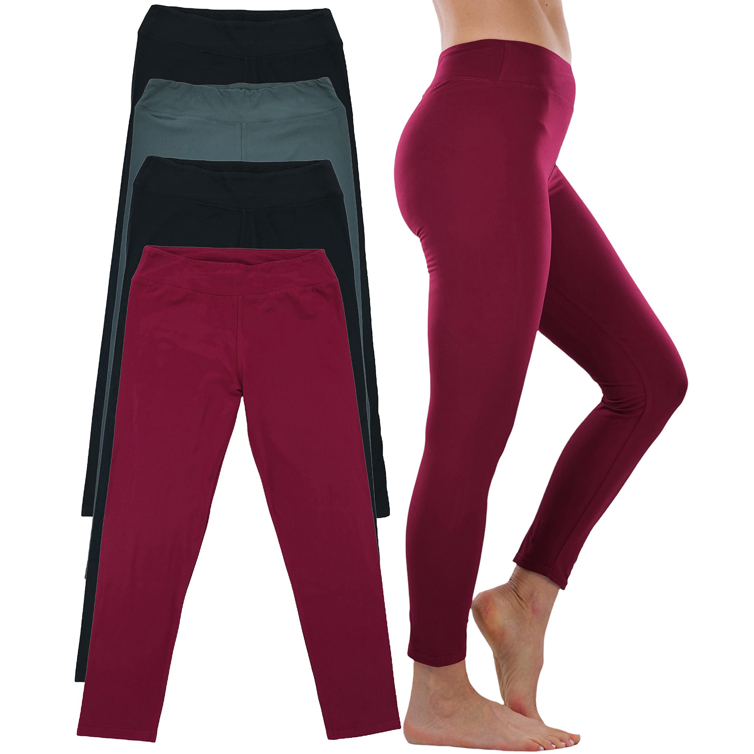 4-Pack: ToBeInStyle Women's Full Length High Waisted Stretchy Microfiber Leggings Low Pice Fee Shipping Online