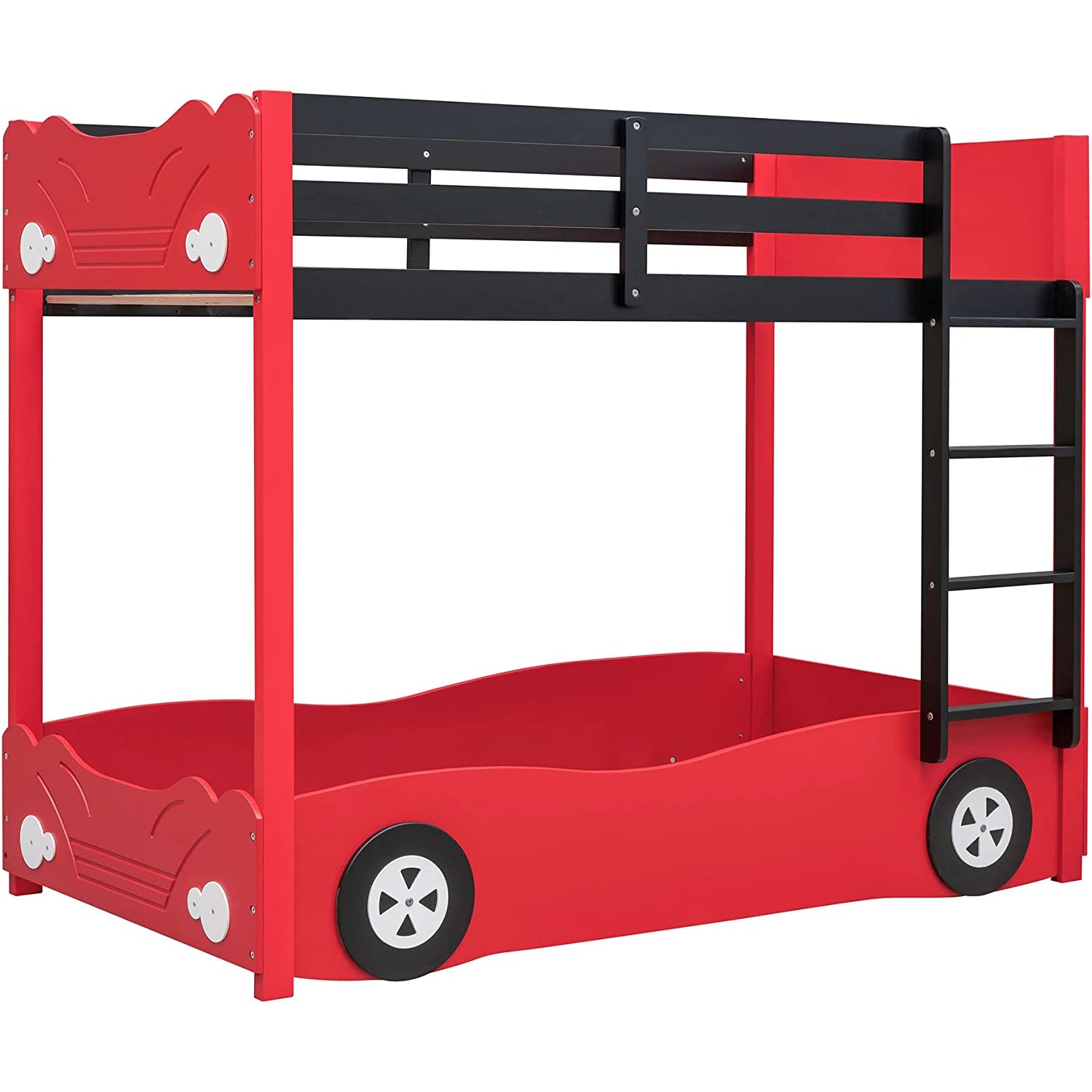 Twin Size Car-Shaped Bunk Bed with Wheels Sale Fashion