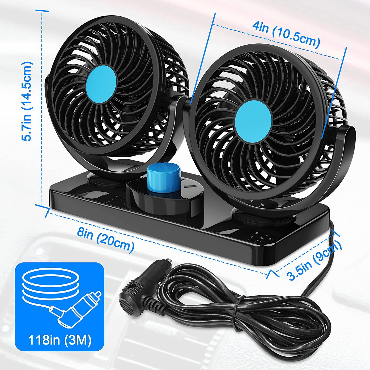 360 Degree Rotatable Car Fan Cheap Affordable