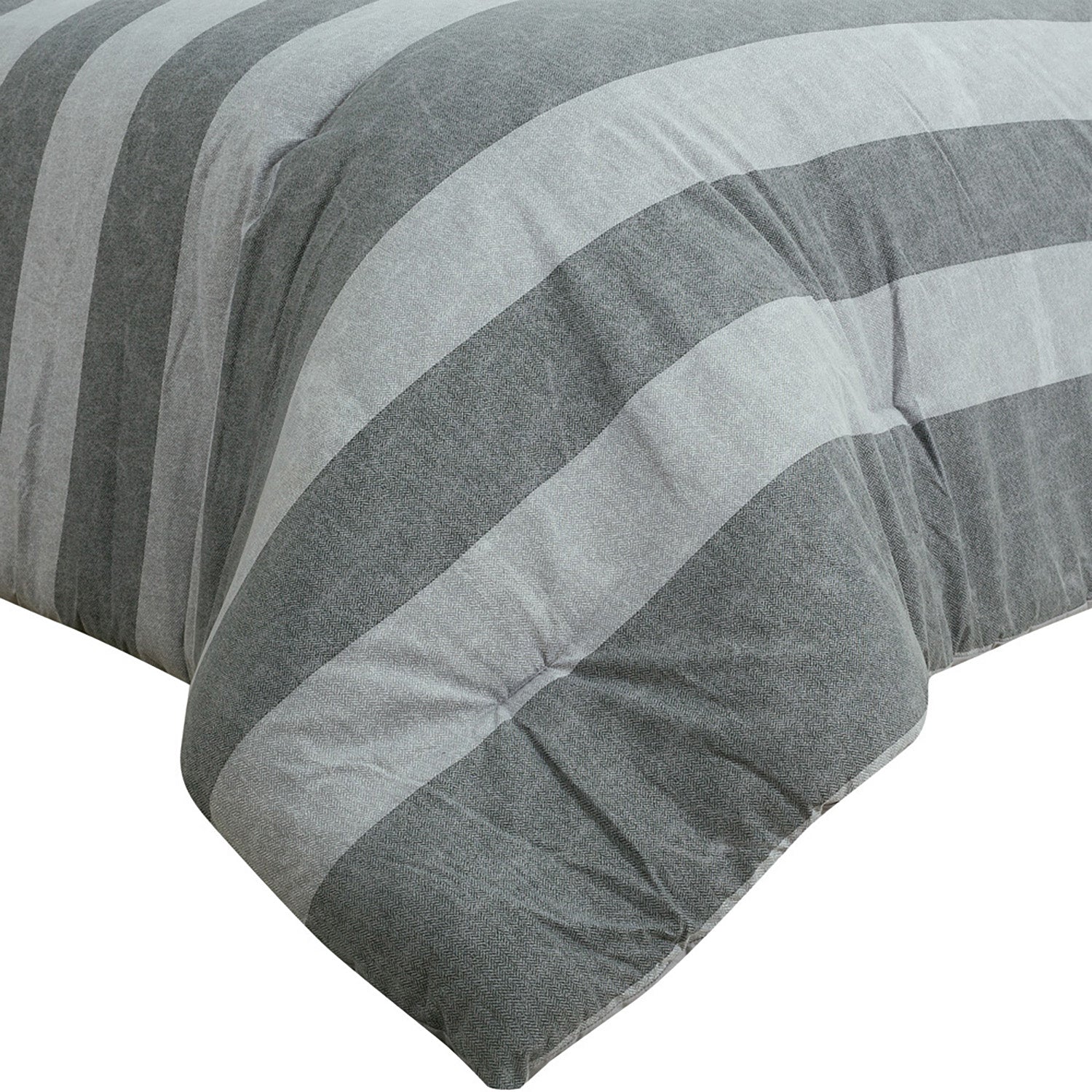 Brooklyn Flat Herringbone Wide Striped Grey Comforter Set Cheap Pice Original