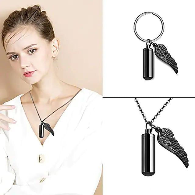 Angel Wings Stainless Steel Ashes Necklace Discount View