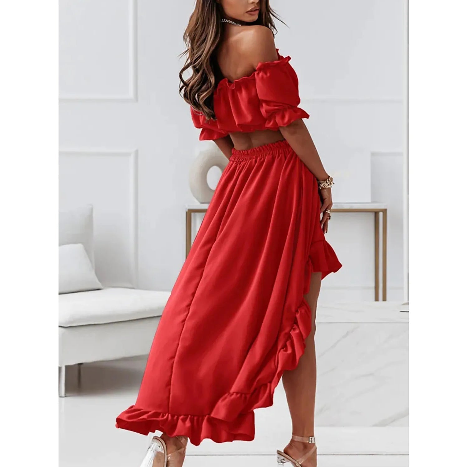 Women's Sexy Boho Solid Color Casual Dress Two Piece Pictures For Sale