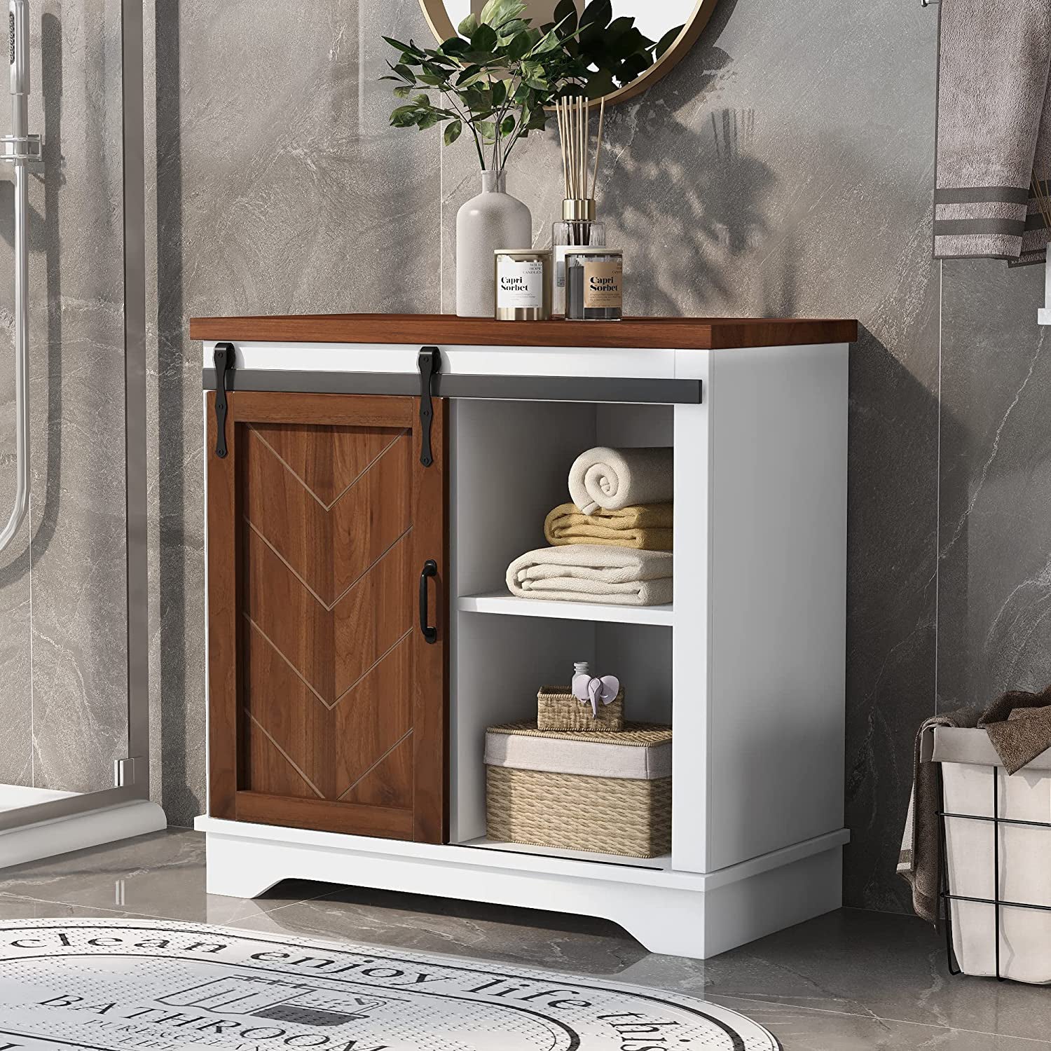 Bathroom Storage Cabinet with Adjustable Shelf Free Shipping Cost