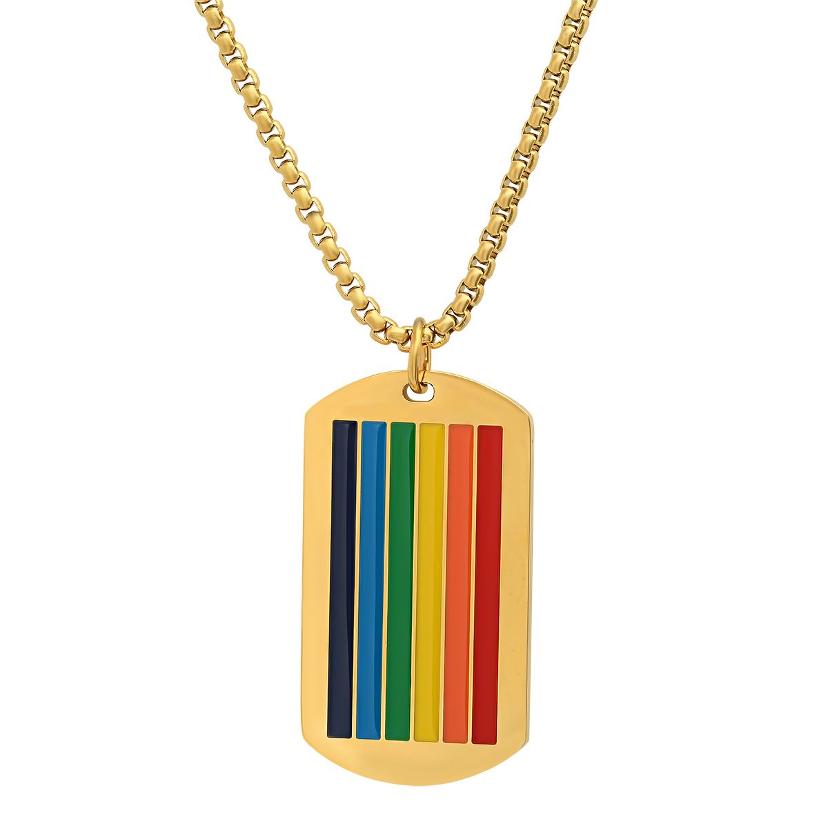 Men's Stainless Steel Rainbow Pride Dog Tag Pendant Outlet Geniue Stockist