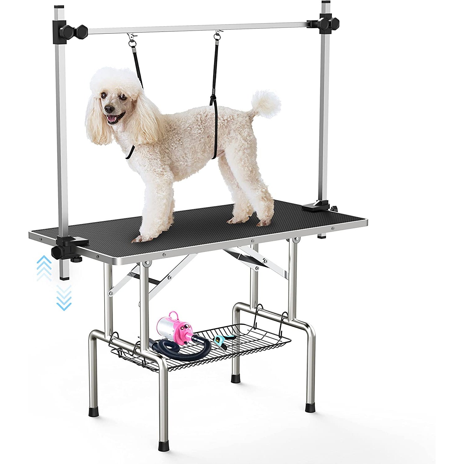 Adjustable Pet Large Foldable Dog Grooming Table with Arms Outlet Clearance