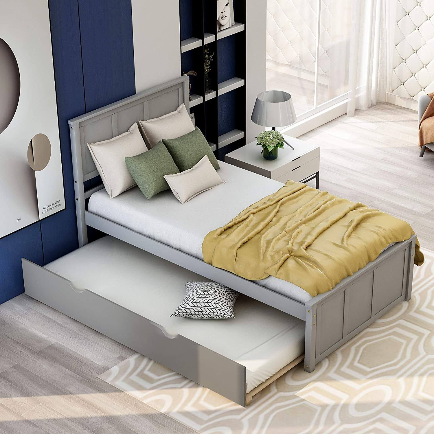 Twin Size Platform Bed with A Trundle Clearance Online Official Site