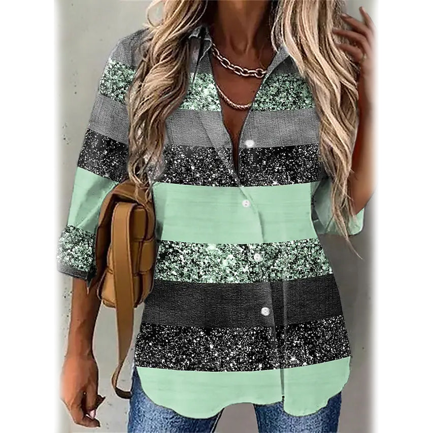 Women's Striped Casual Long Sleeve Shirt Collections For Sale