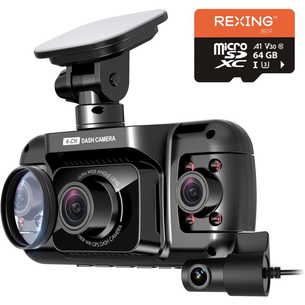 Rexing - R4 4 Channel Dash Cam with All Around 1080p Resolution, Wi-Fi, and GPS - Black  (Refurbished) Free Shipping Online