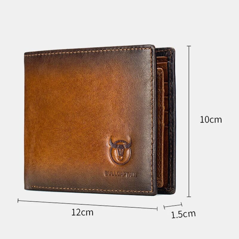 BULLCAPTAIN Men Genuine Leather Vintager RFID Blocking Anti-theft Wallet Outlet Finishline