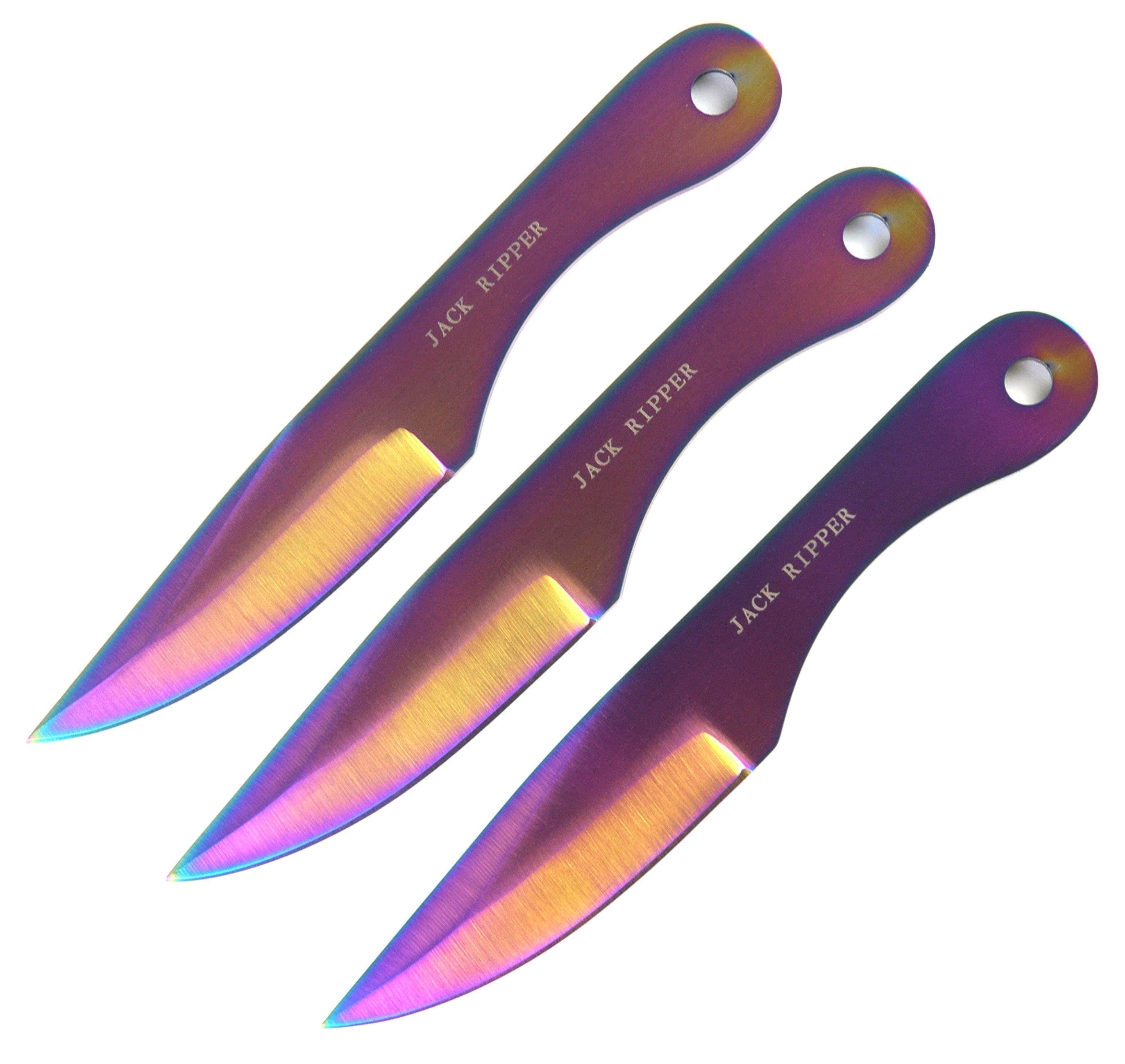 Jack Ripper Rainbow Throwing Knives, 3 6.1 Throwers, Leather Sheath CH-005SS Sale Amazon