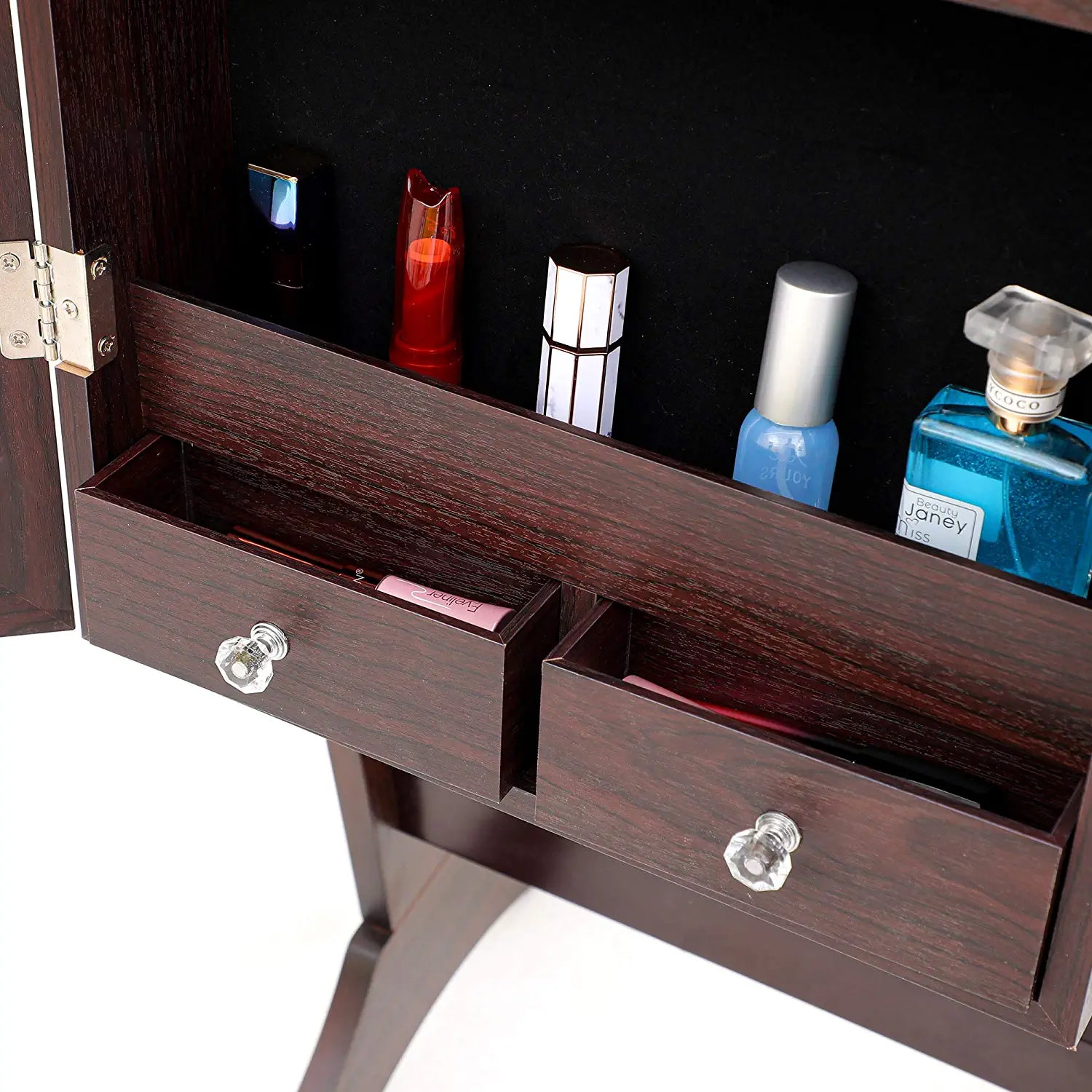 Tesmula Fashion Simple Jewelry Storage Mirror Cabinet With LED Lights Outlet Affordable