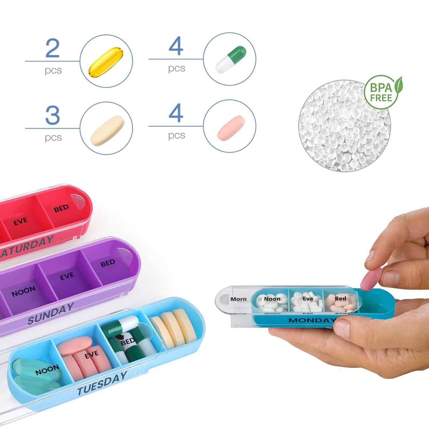 4 Times A Day, White 7 Day Stackable Daily Pill And Medicine Organizer White Clearance Choice