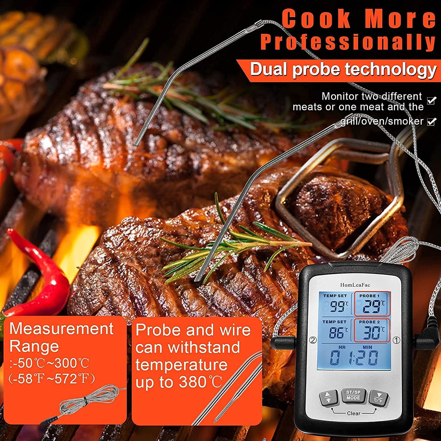 Dual Probe Digital Instant Read Food Thermometer Top Quality Sale Online