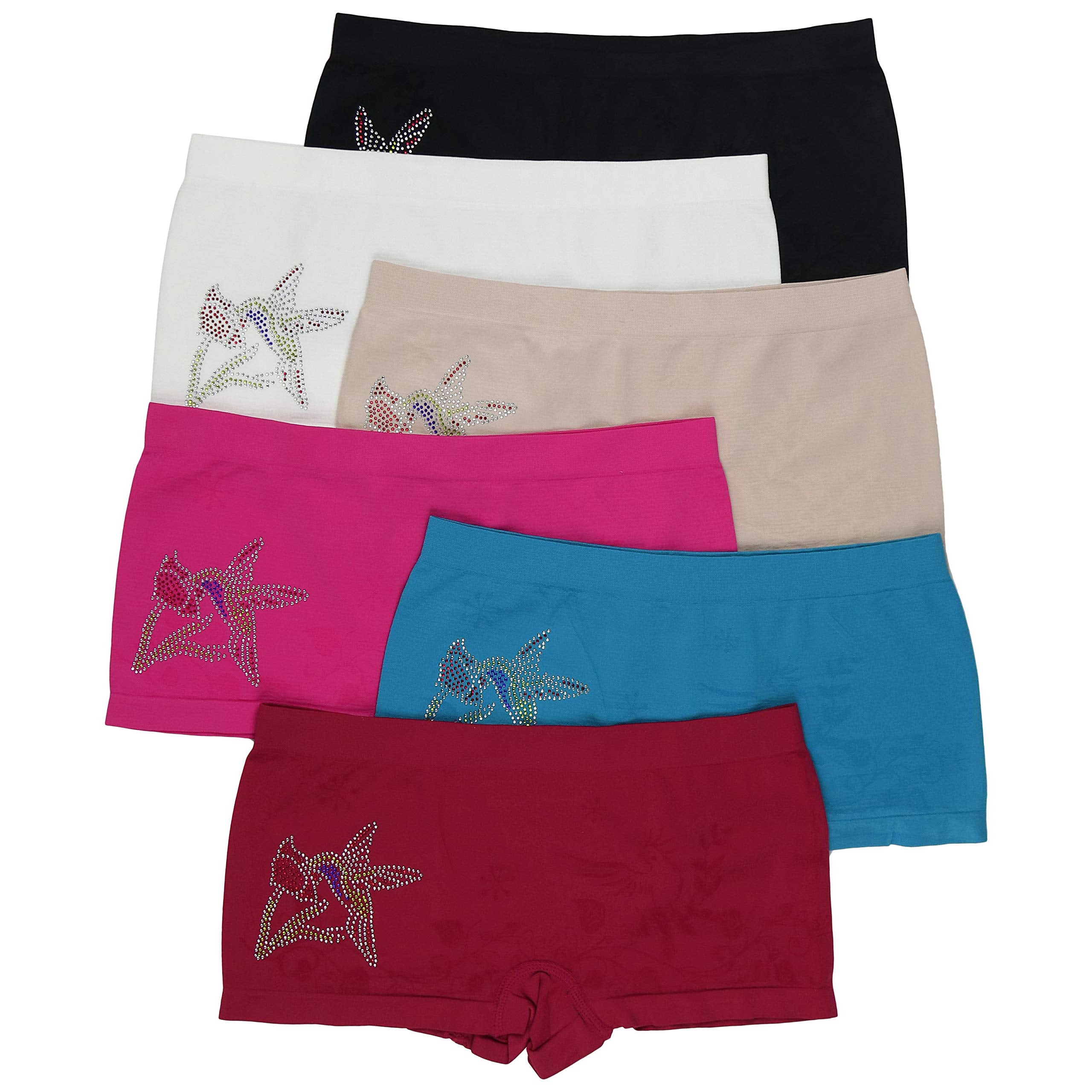 6-Pack: ToBeInStyle Women's Stretch Microfiber Cheeky Boyshort Panties Quality Original