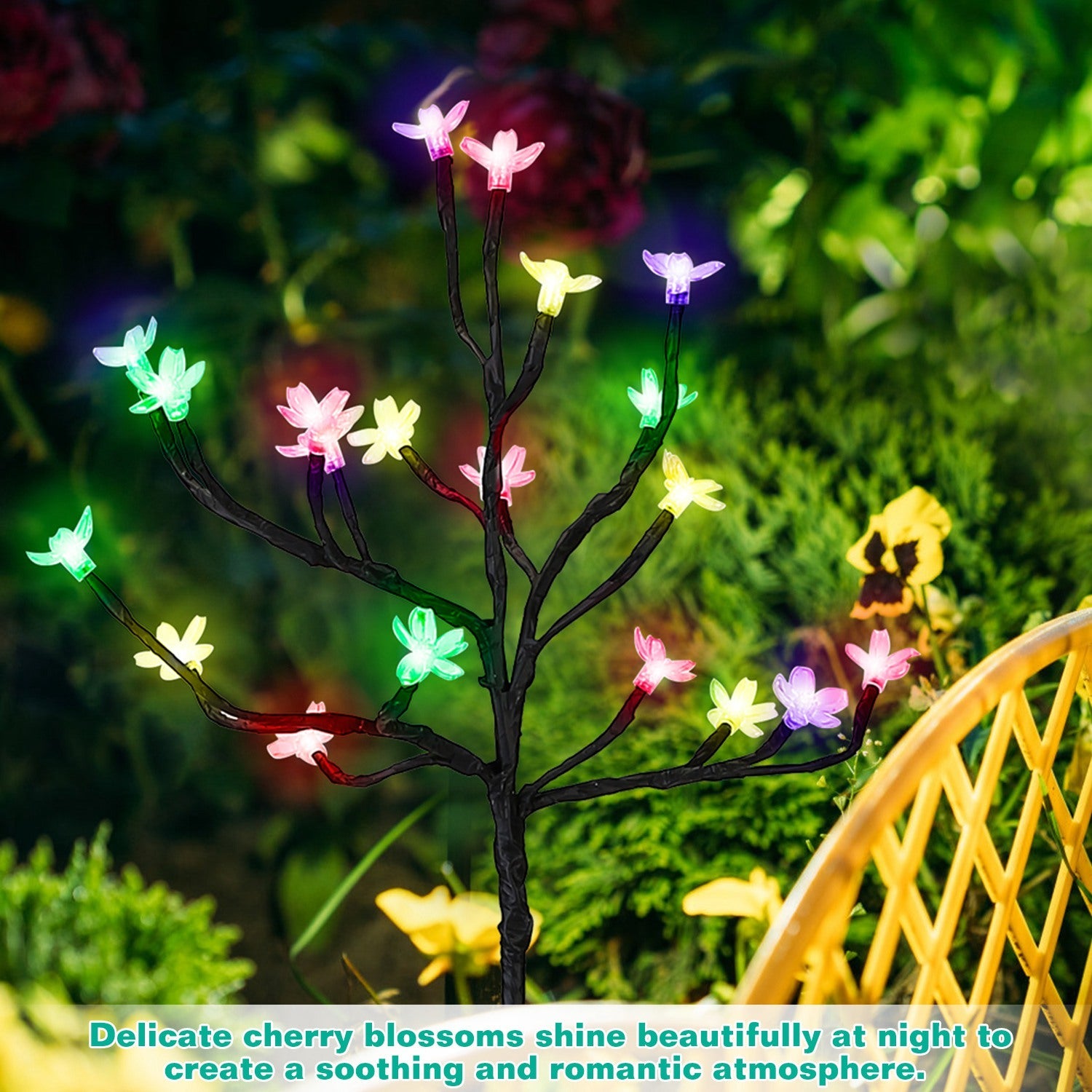 2-Piece: Outdoor Solar Light Cherry Blossom Flower Landscape Light Clearance 2025