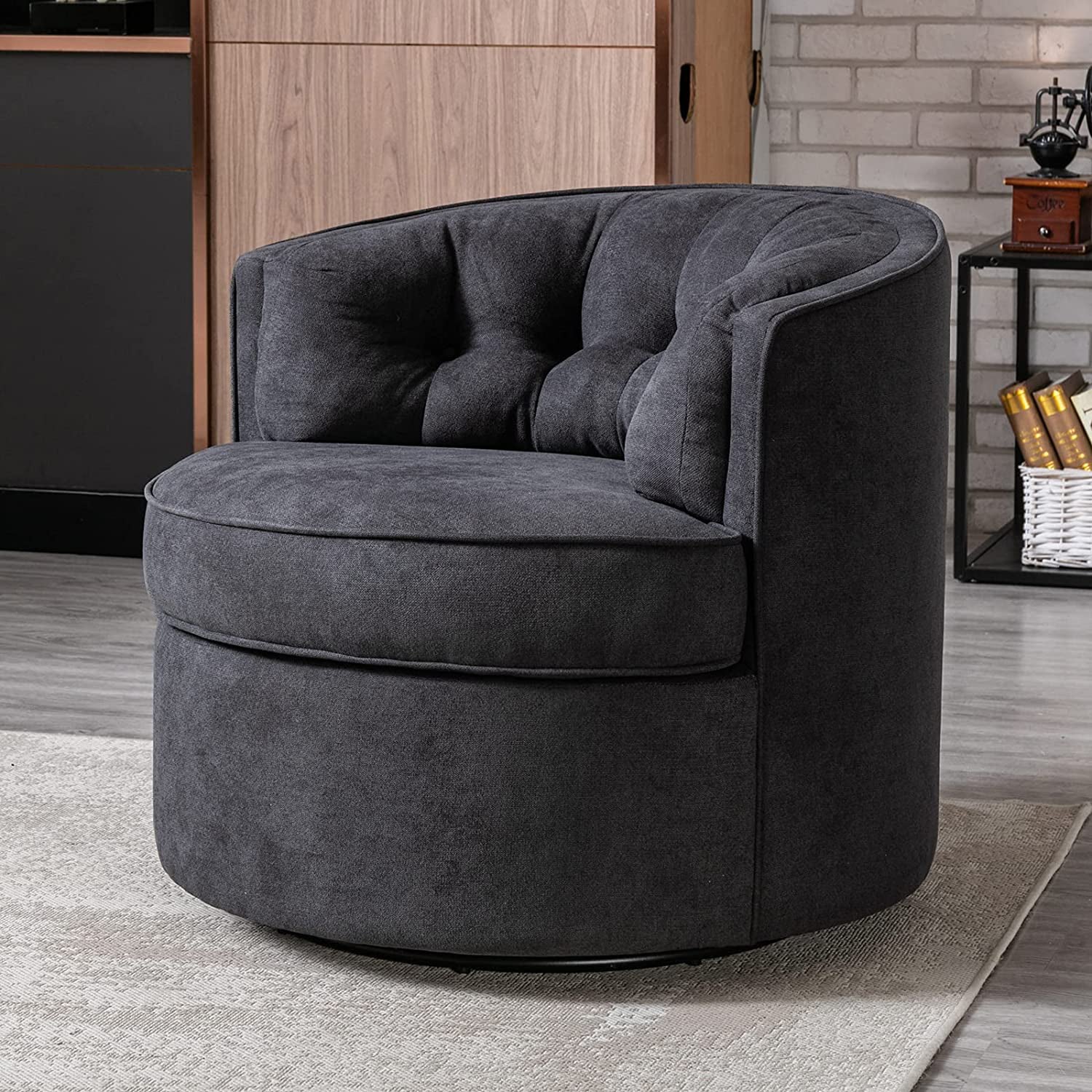 Swivel Accent Linen Fabric Bucket Reading Chair Cheap Wholesale