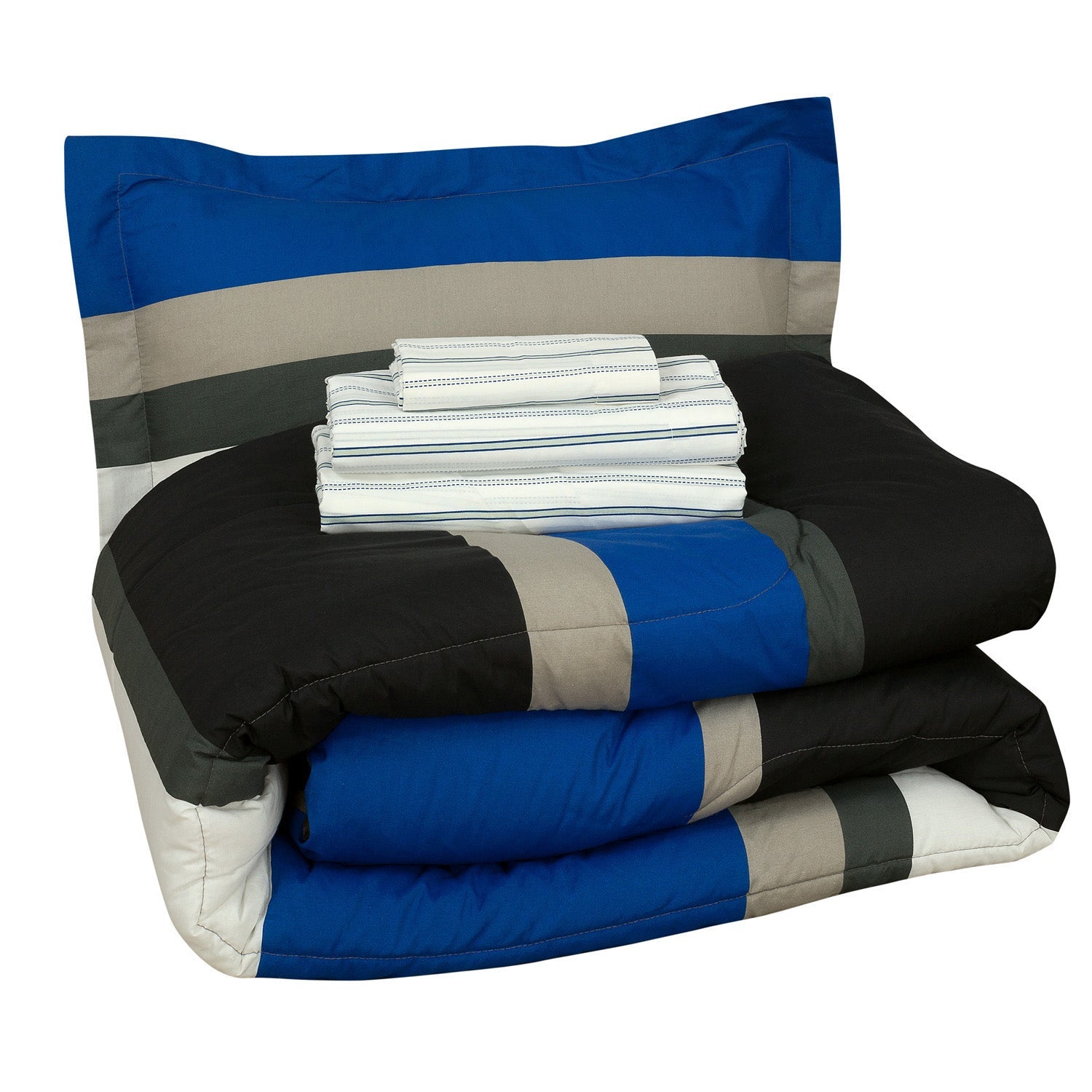 Brooklyn Flat Rugby Stripe Bed-in-a-Bag Set Supply