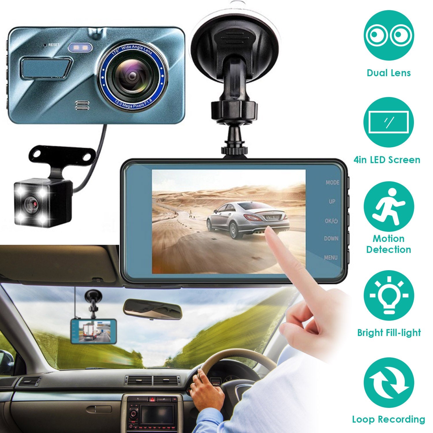 720P Dual Dash Car Camera Recorder with Motion Detection Light The Best Store To Get