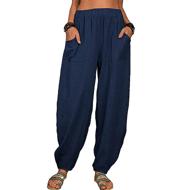 Women's Linen High Waist Wide Leg Pants Discount 2025 New