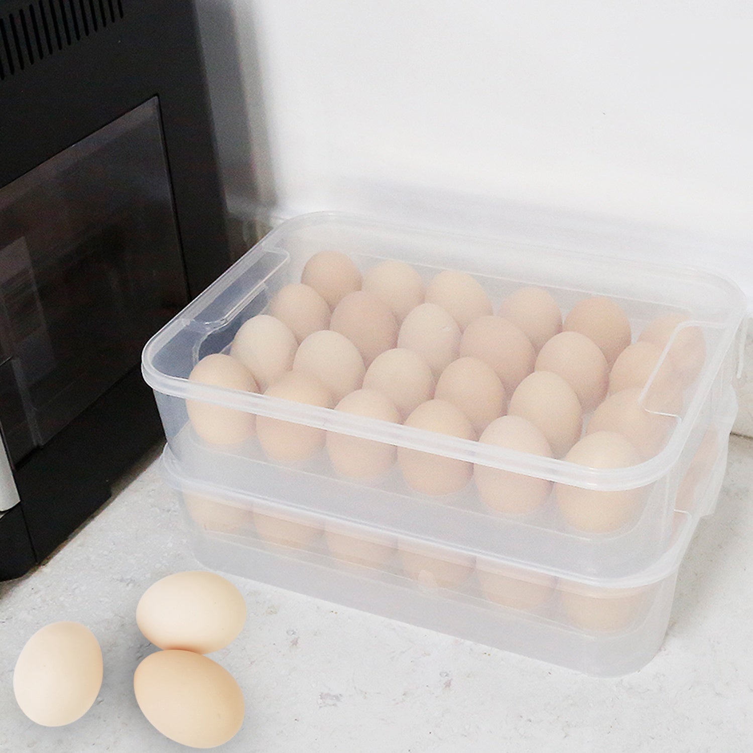 2-Piece: Plastic Egg Holder Stackable Egg Storage Box Buy Online