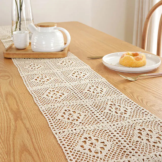 Vintage Farmhouse Style Crochet Lace Tablecloth Discount Explore