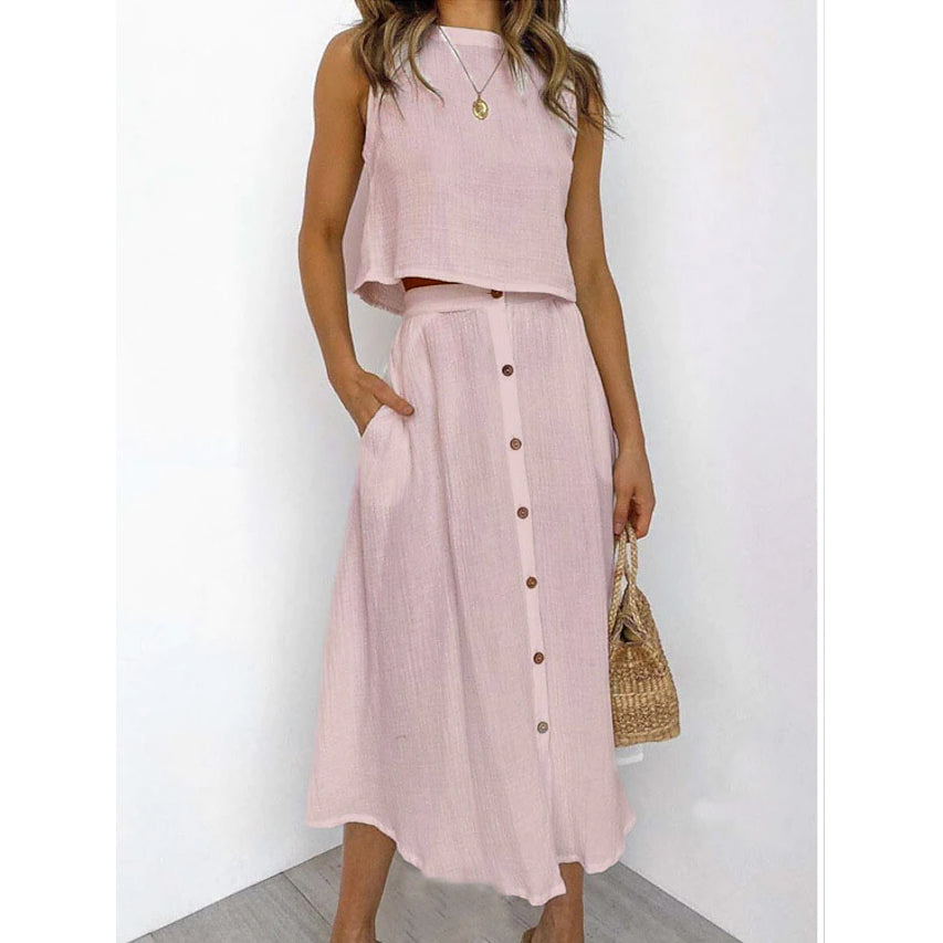 2-Piece Set: Women's Solid Color Casual Dress Outlet Popular