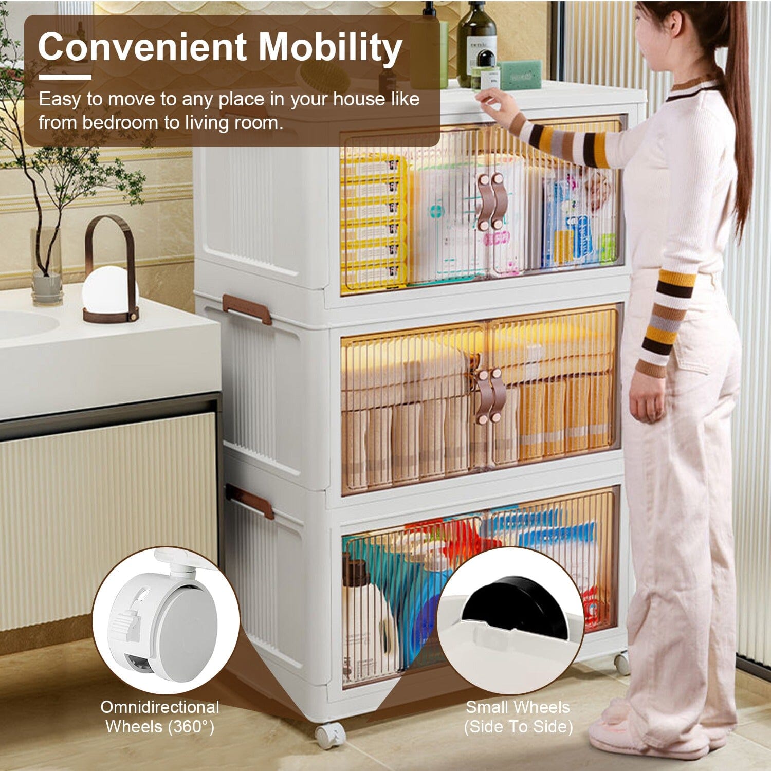 3-Pieces: Foldable Storage Bins with Lid Front Magnetic Door Collapsible Stackable Closet Organizer Pictures Online