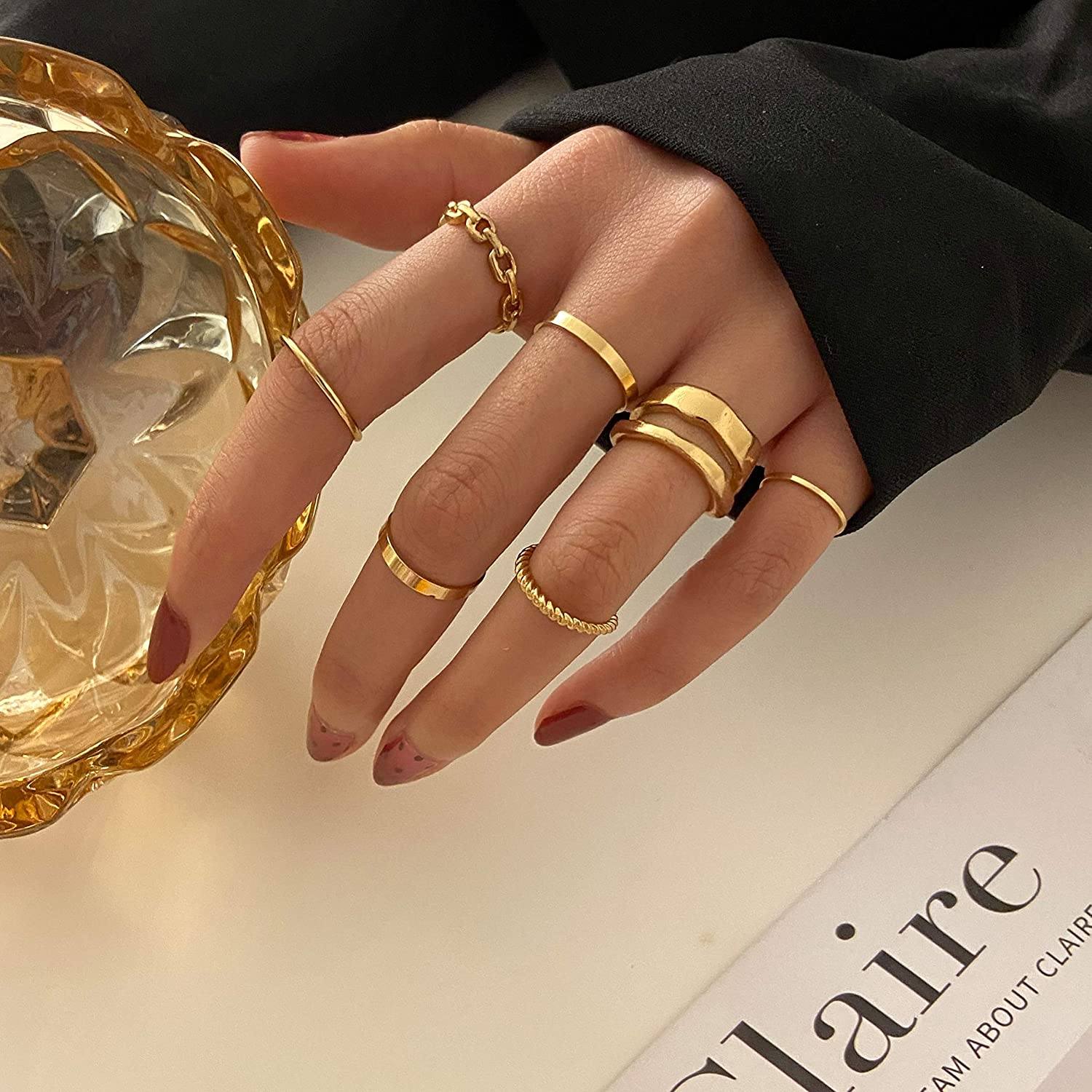 7-Piece: Women's Gold Knuckle Ring Set For Sale Sale Online