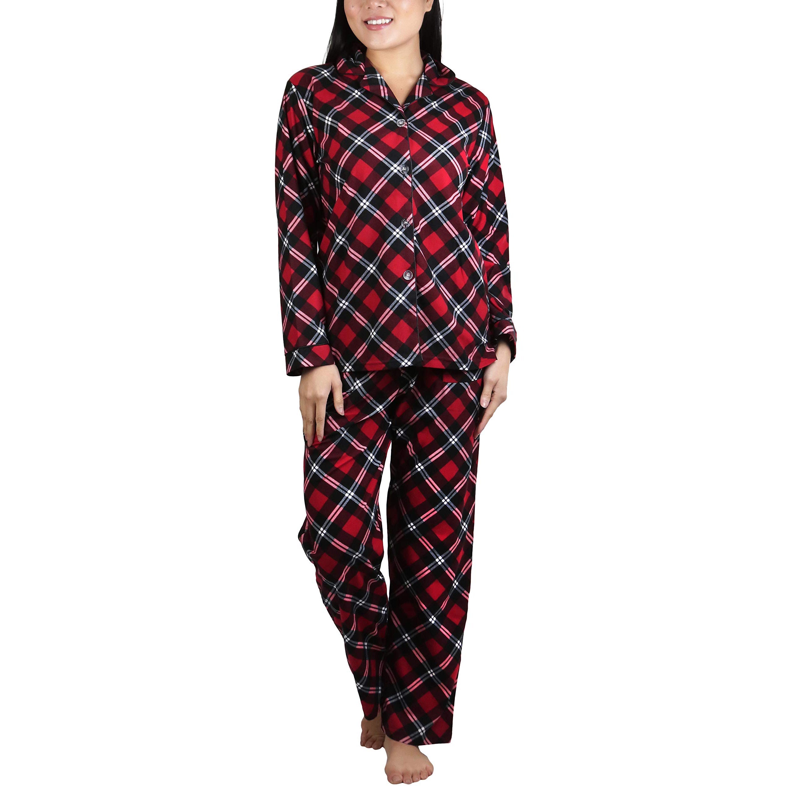 2-Piece Set: ToBeInStyle Women's Long Sleeve Button Down Top and Drawstring Bottom Pajama Set Cheap View