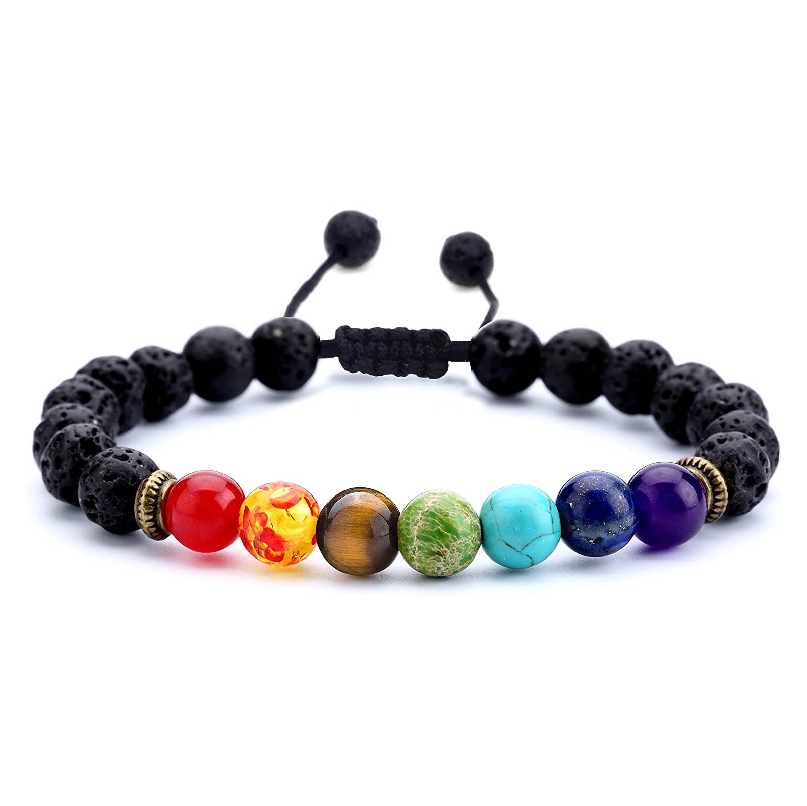 8mm Lava Rock 7 Chakras Braided Bracelet Outlet Affordable