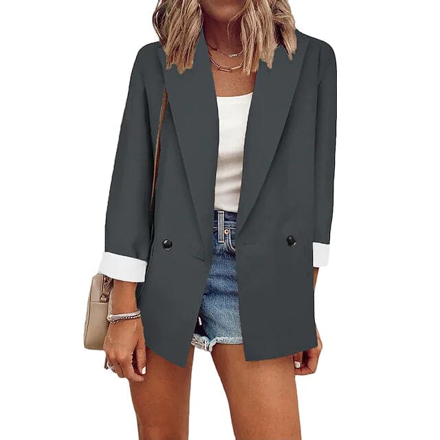 Women's Basic Double Breasted Solid Colored Blazer Sale With Paypal