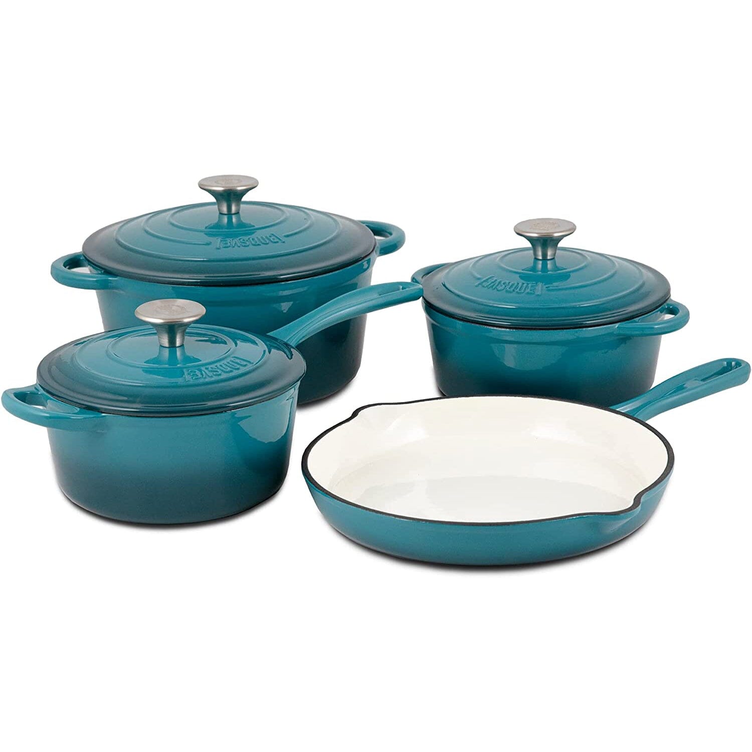 7-Piece: Basque Enameled Cast Iron Cookware Set Cheap Sale The Cheapest