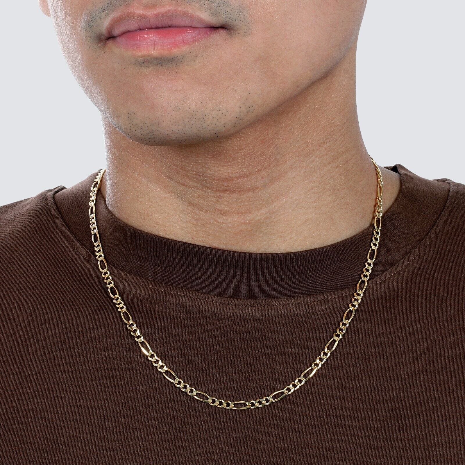 10K Solid Gold 3MM Italian Figaro Chain Link Pendant Necklace Official Site For Sale