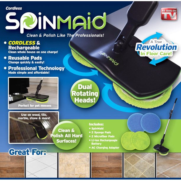 Spin Maid Rechargeable Cordless Powered Floor Cleaner Scrubber Polisher Mop Cheap Newest