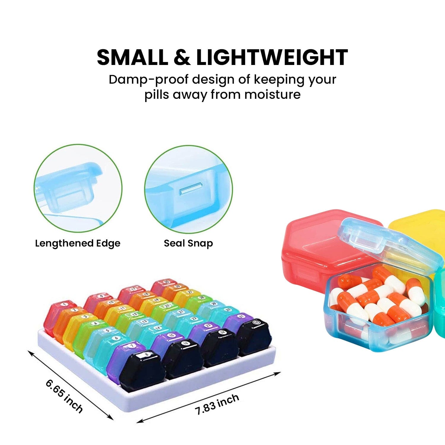 32-Pieces: Colored Compartments Monthly Pill, Medicine And Vitamin Organizer With Tray Recommend Cheap Online