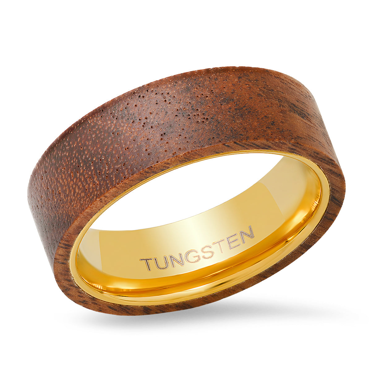 Men's 18k Gold Plated Tungsten and Wood Band Ring Choice