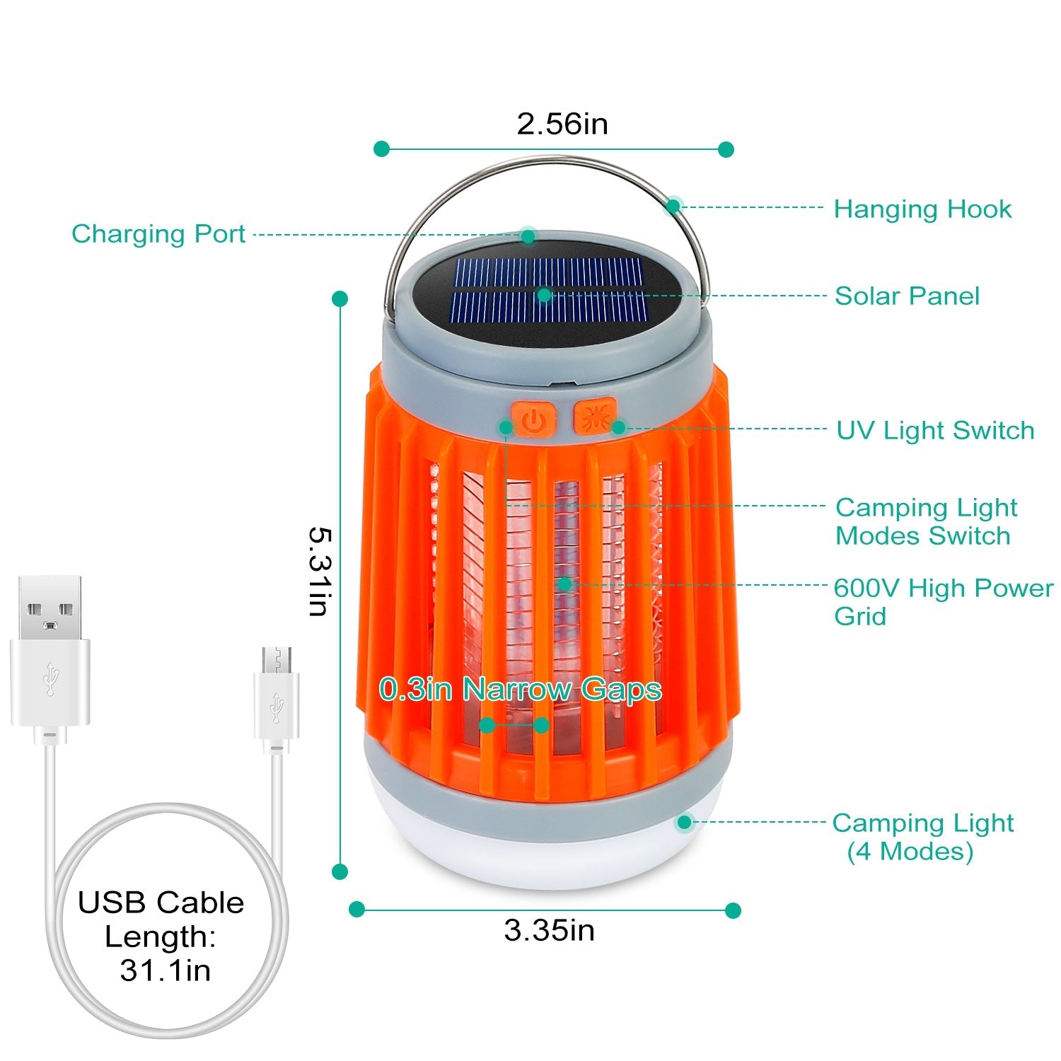 Solar USB Electric Bug Zapper with 5 Light Modes Hanging Hook Cheapest Pice