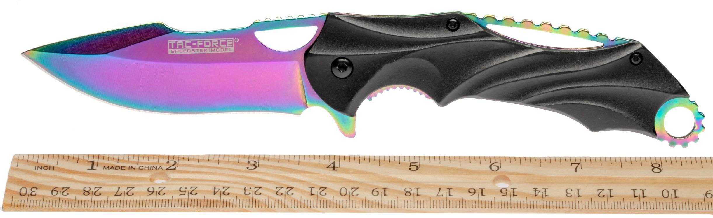 Tac-Force Spring Assisted Knife, 4 Rainbow Blade, Aluminum Handle - TF-858RB Inexpensive For Sale