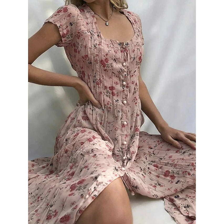 Women's Shift Short Sleeve Floral Print Dress 2025 Unisex For Sale