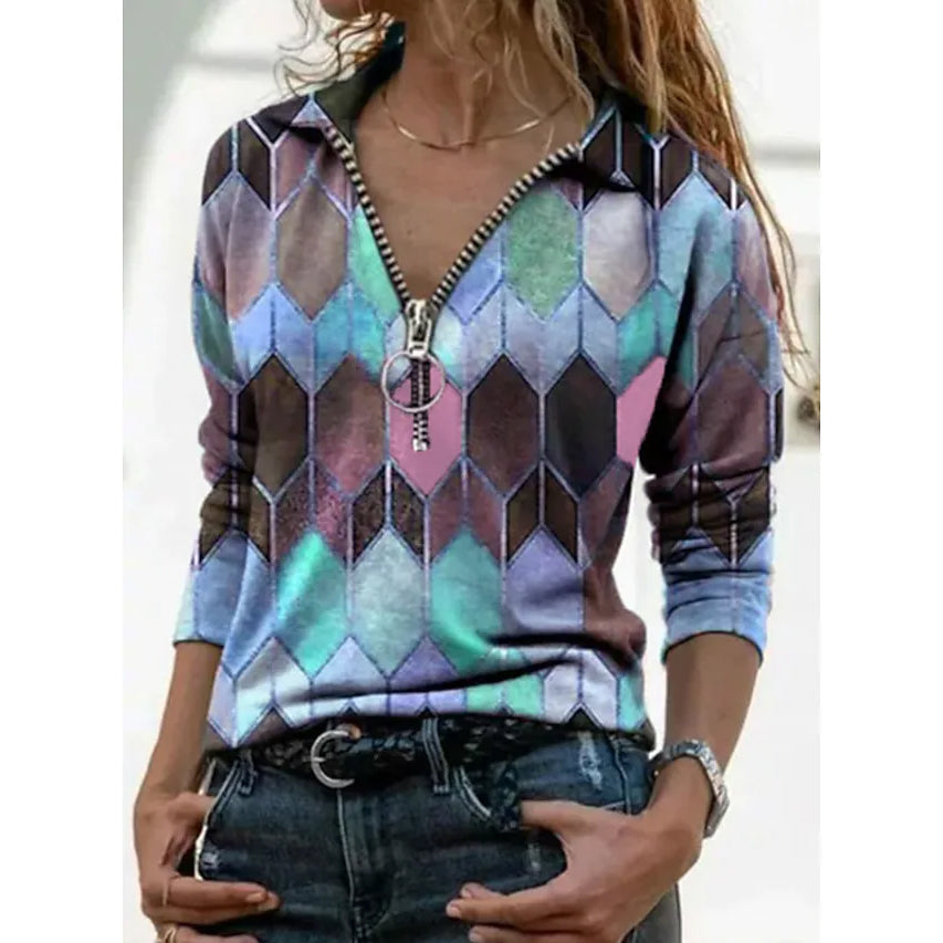 Women's Everyday V Neck Printed Long Sleeves Find Great Cheap Online