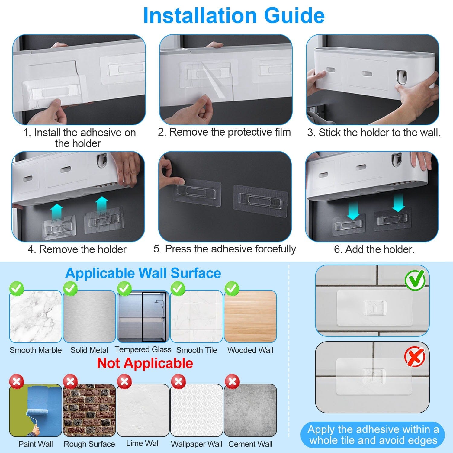 Multifunctional Wall Mount Toothbrush Holder Rack Organizer Clearance Cheap Online