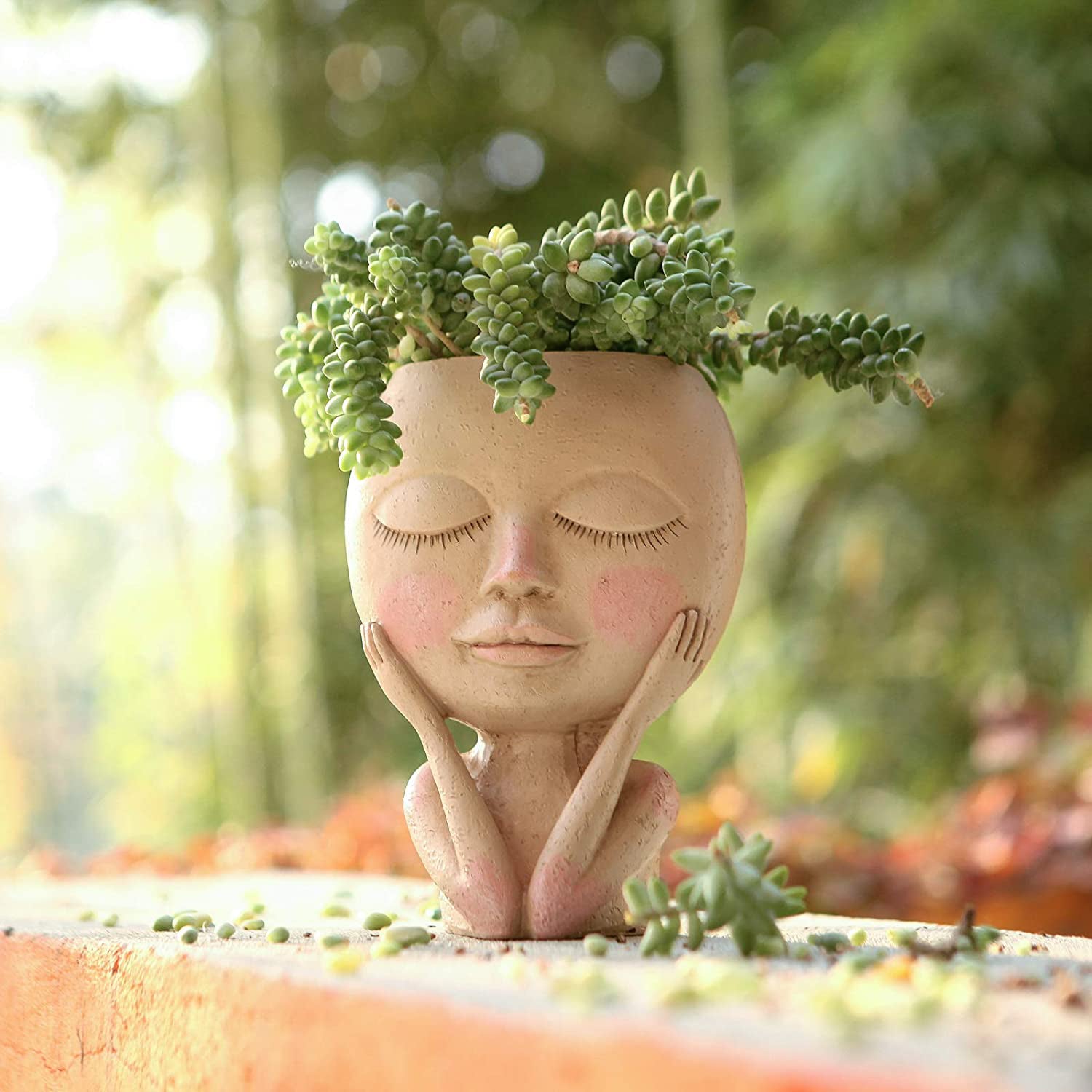 Face Flower Pot Head Planter Pot Succulent Planter Cute Closed Eyes Visa Payment Cheap Pice