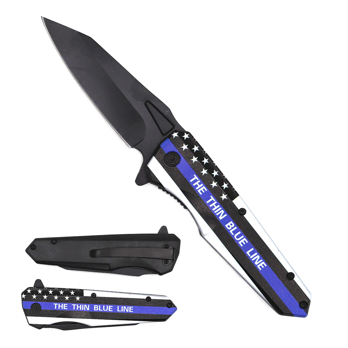 3 Thin Blue Line Knife with ABS Handle Online Online Free Shipping